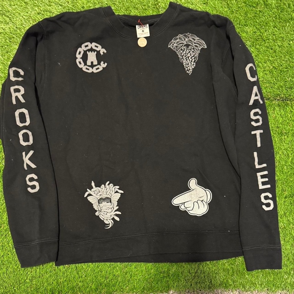 Crooks & Castles Black Graphic Crewneck Sweater